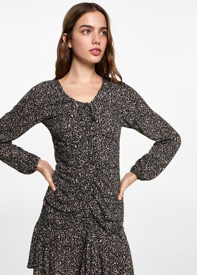 Mango Gekräuseltes Printkleid Weihnachtsangebot