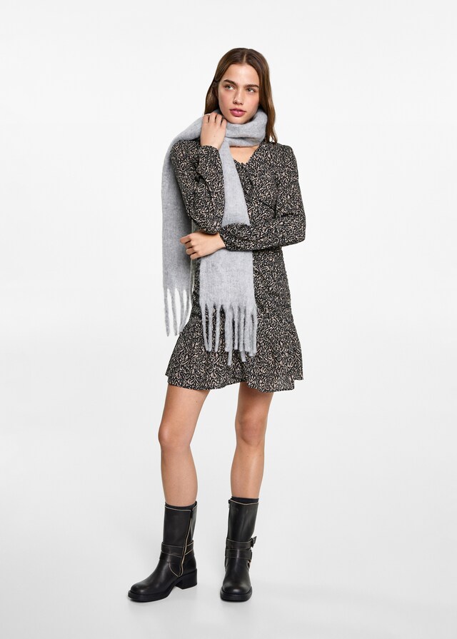 Mango Gekräuseltes Printkleid Weihnachtsangebot