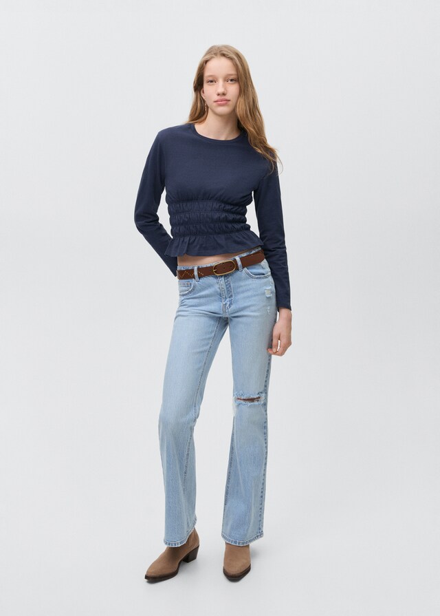 Mango T-Shirt mit geraffter Taille Top Angebot