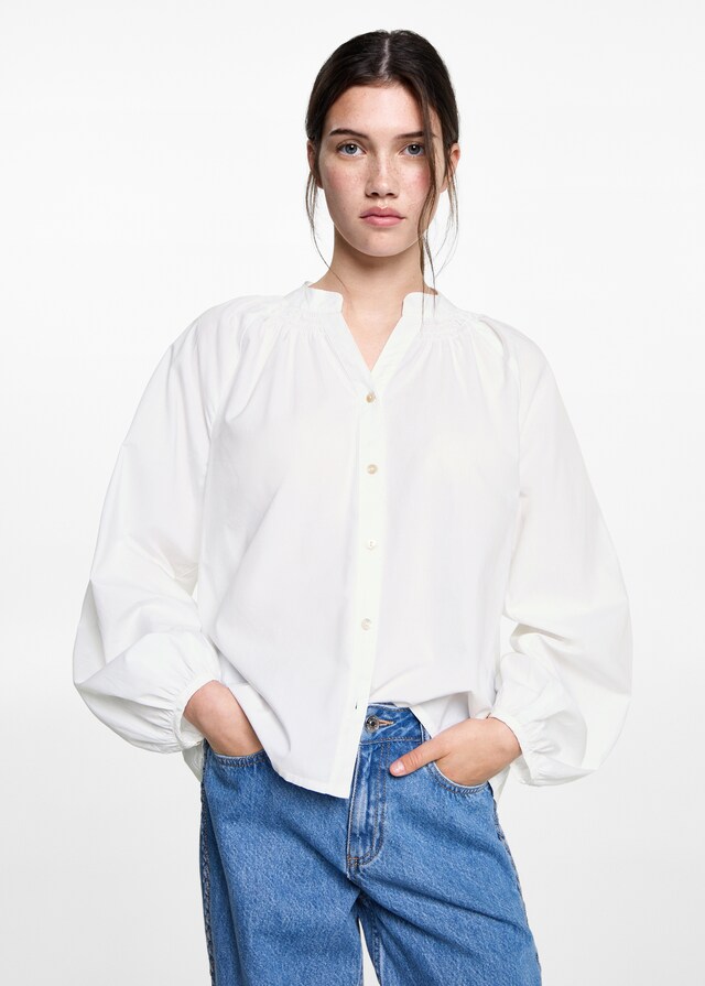 Mango Bluse mit Ballonärmeln Große Rabatte