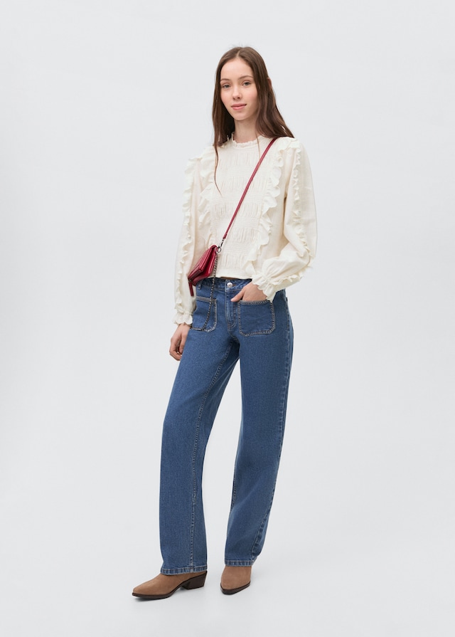 Mango Geraffte Bluse mit Rüschen Bestseller