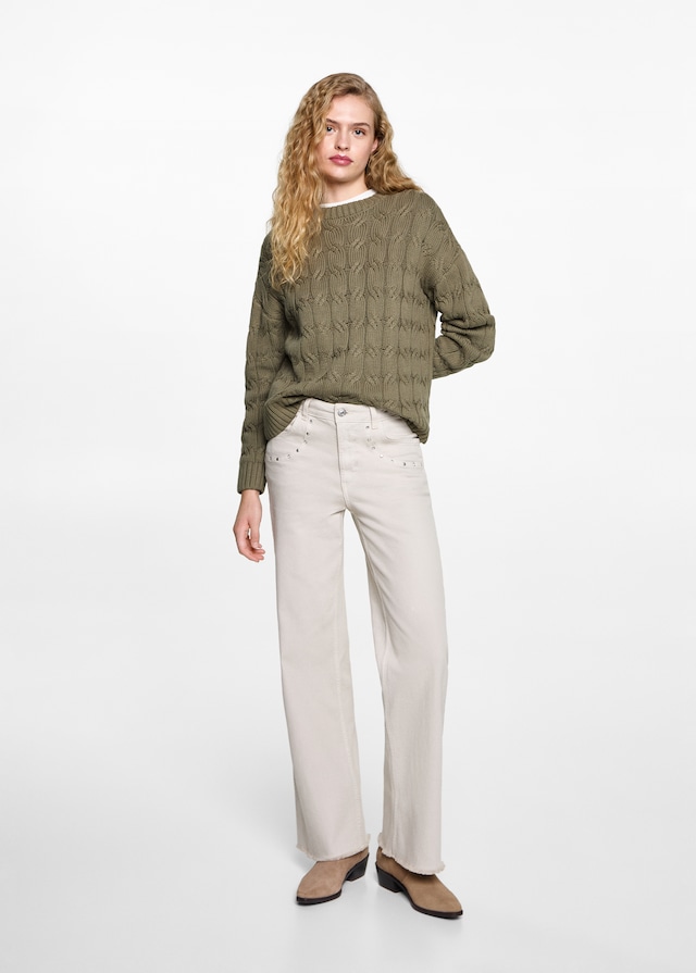 Mango Pullover mit Zopfmuster Bis zu 50% Rabatt