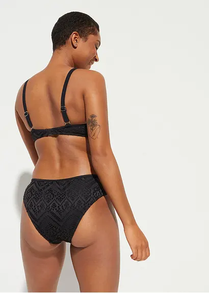 bonprix Femininer Monokini mit transparenter Spitze - schwarz Günstig kaufen