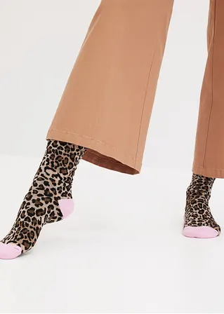 bonprix Hübsche Rüschen Socke mit Leo-Print - leo gemustert + schwarz Neueste Mode