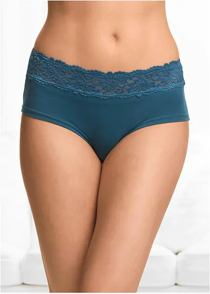 bonprix Hübsche Panty mit Spitzendetail - schwarz + blaupetrol Zeitlich begrenztes Angebot