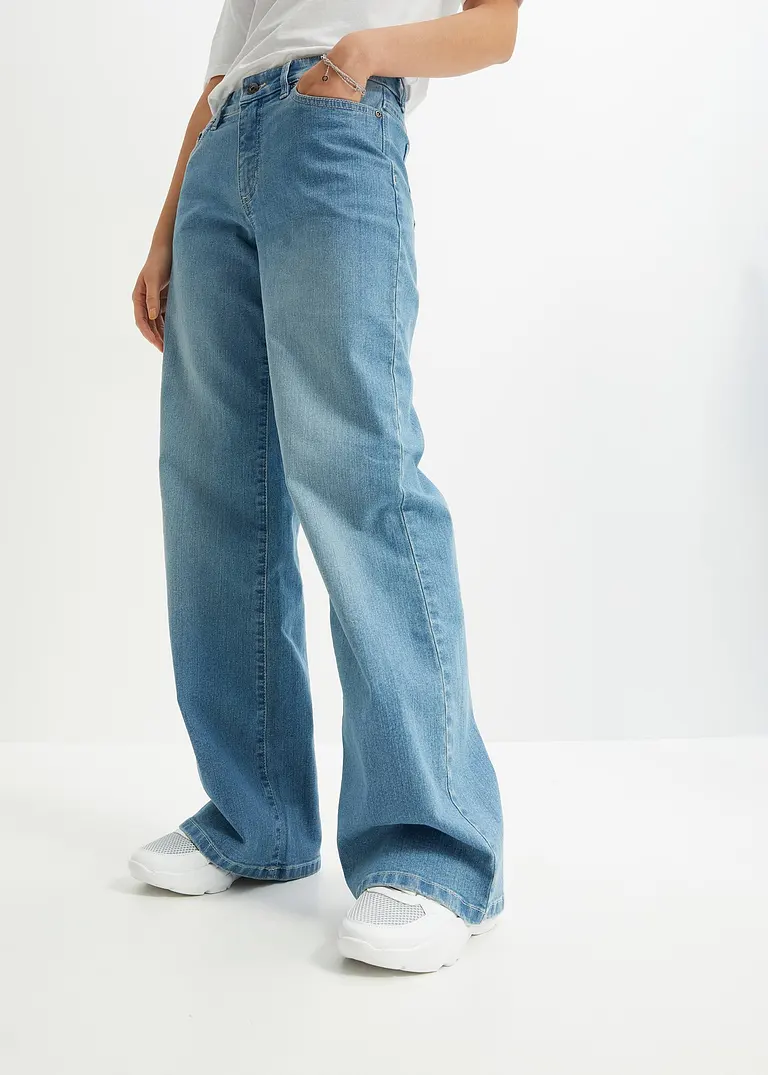 bonprix Wide Leg Jeans mit 5-Pocket-Style - blau regular Fabrikpreis
