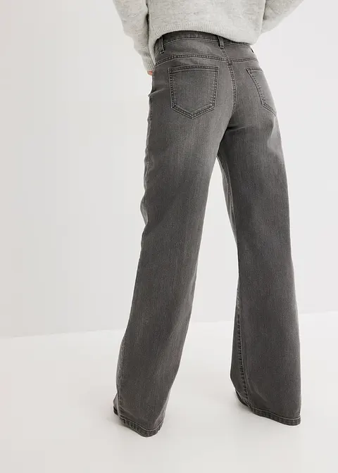 bonprix Wide Leg Jeans mit 5-Pocket-Style - grau regular Sonderangebot