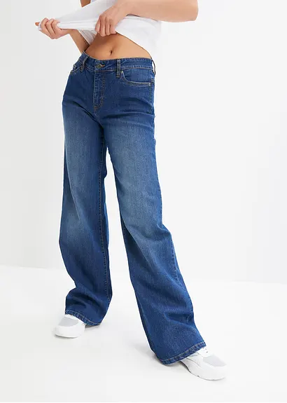 bonprix Wide Leg Jeans mit 5-Pocket-Style - blau regular Rabatt