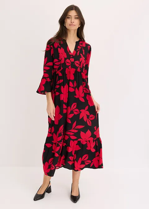 bonprix Geblümtes Maxikleid mit V-Ausschnitt aus nachhaltiger Viskose Günstig kaufen