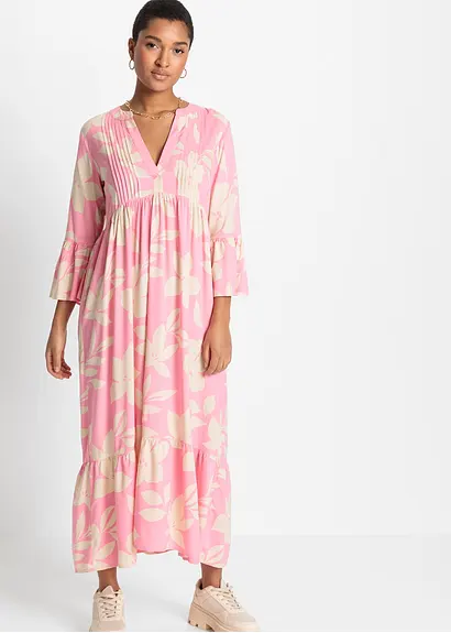 bonprix Geblümtes Maxikleid mit V-Ausschnitt aus nachhaltiger Viskose Großer Ausverkauf