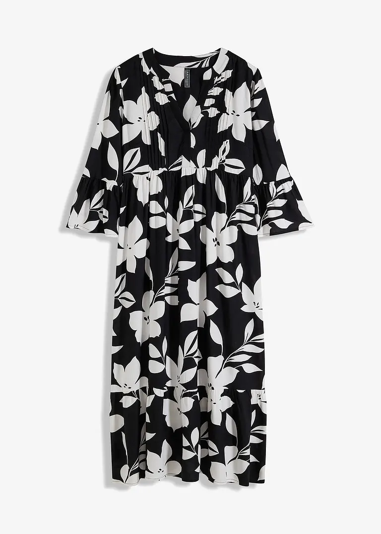 bonprix Geblümtes Maxikleid mit V-Ausschnitt aus nachhaltiger Viskose Flash Sale