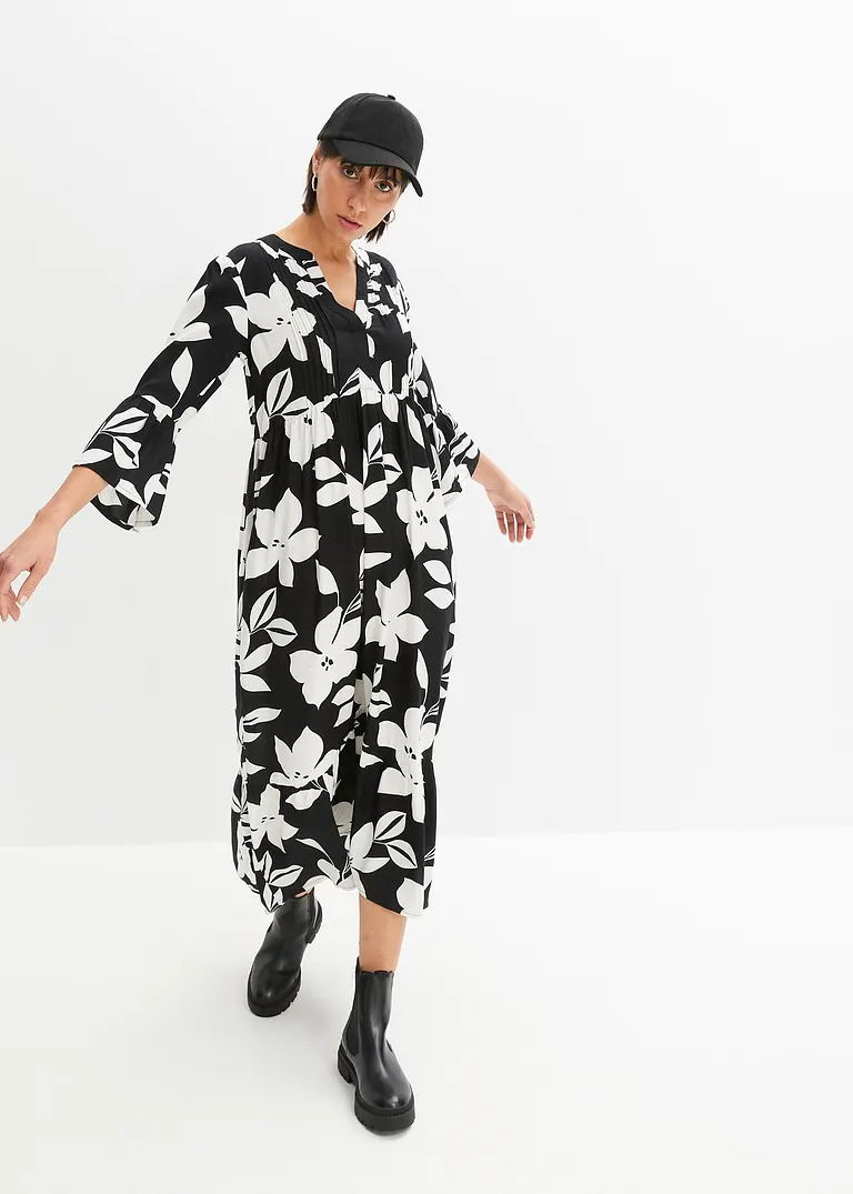 bonprix Geblümtes Maxikleid mit V-Ausschnitt aus nachhaltiger Viskose Flash Sale