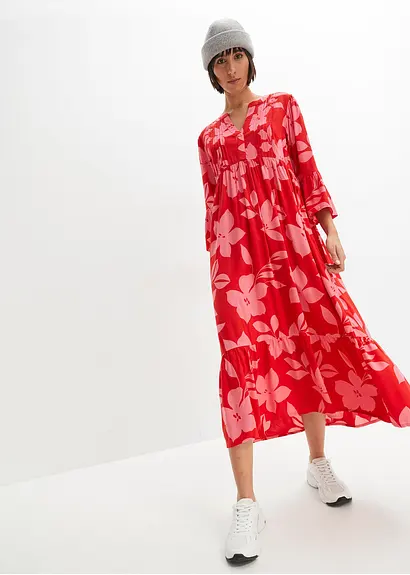 bonprix Geblümtes Maxikleid mit V-Ausschnitt aus nachhaltiger Viskose Begrenztes Angebot