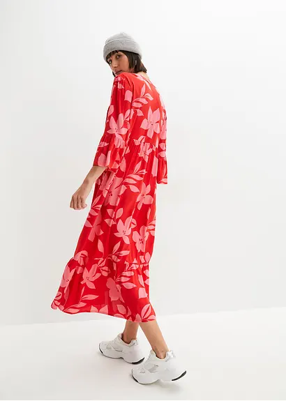 bonprix Geblümtes Maxikleid mit V-Ausschnitt aus nachhaltiger Viskose Begrenztes Angebot