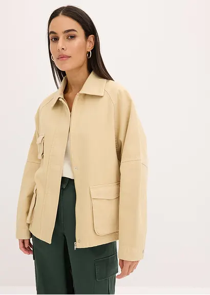 bonprix Lässige Utility Jacke mit Taschen - beige - Damen Online Shopping