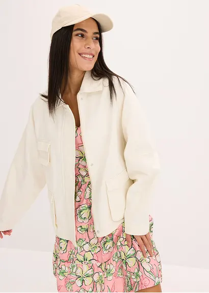 bonprix Lässige Utility Jacke mit Taschen - beige - Damen Exklusivangebot