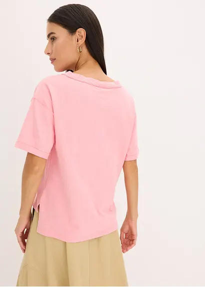 bonprix Trendiges Oversized T-Shirt mit V-Ausschnitt und aufgesetzter Tasche Preisnachlass