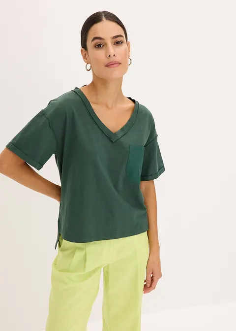 bonprix Trendiges Oversized T-Shirt mit V-Ausschnitt und aufgesetzter Tasche Saisonschlussverkauf