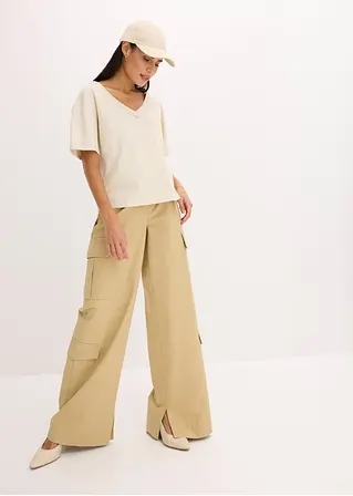 bonprix Trendiges Oversized T-Shirt mit V-Ausschnitt und aufgesetzter Tasche Black Friday