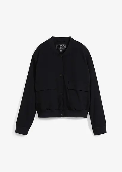 bonprix Jacke mit Knopfleiste und Taschen - schwarz - Damen