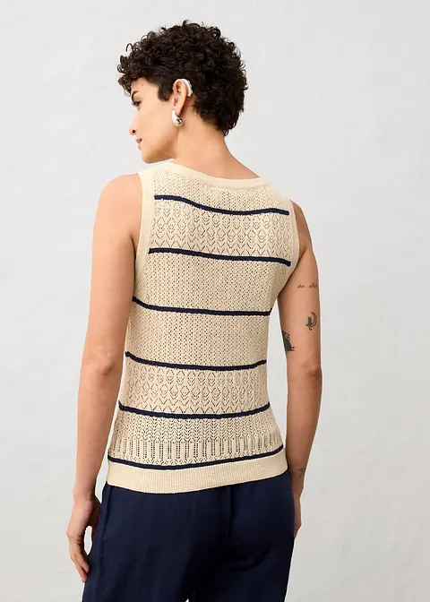 bonprix Ajour-Strickweste mit Leinenanteil - beige - Damen JETZT KAUFEN