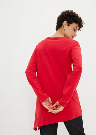 bonprix schönes Longshirt mit asymmetrischen Schnitt und Glitzer - rot Neueste Stile