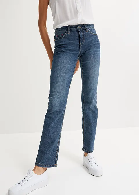 bonprix Bequeme Basic-Stretch-Jeans mit bunten Nieten - blau petite Zeitbegrenzte Promotion