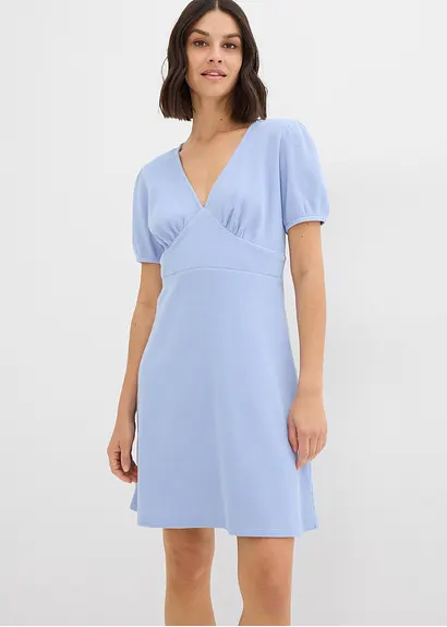 bonprix Shirtkleid aus reiner Baumwolle in Waffeloptik - blau Bis zu 65% Rabatt