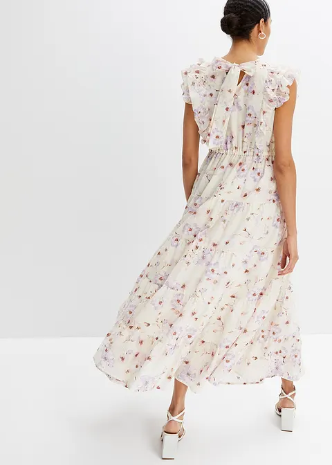 bonprix modisches Maxikleid mit Volants - beige regular Nur für heute