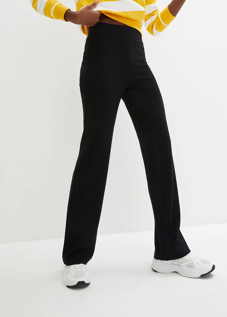 bonprix Ausgestellte Punto-Di-Roma Hose mit Bequembund - schwarz - Damen Clearance-Verkauf