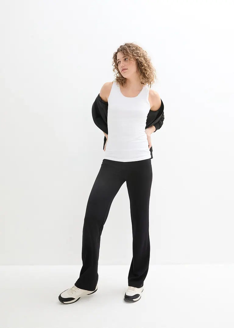 bonprix Ausgestellte Punto-Di-Roma Hose mit Bequembund - schwarz - Damen Clearance-Verkauf
