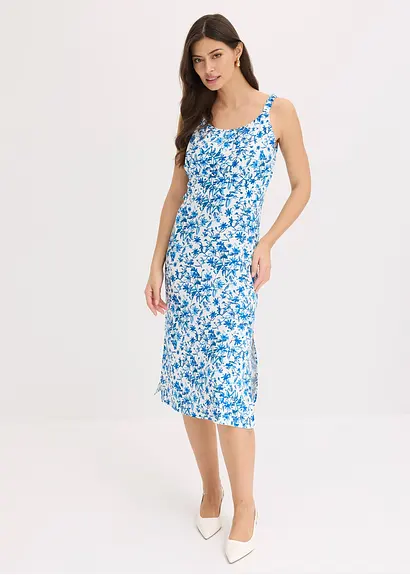 bonprix Sommerliches Blumenkleid mit dünnen Trägern - weiß Kostenloser Versand international