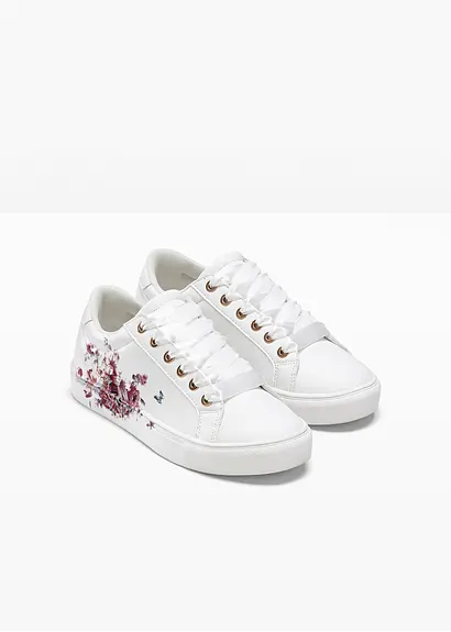 bonprix Süßer Sneaker mit Blumenprint - weiß - Damen Black Friday Preise