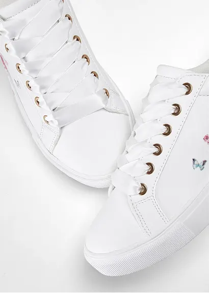 bonprix Süßer Sneaker mit Blumenprint - weiß - Damen Black Friday Preise