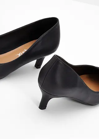 bonprix Modische Pumps in Leder-Optik - schwarz - Damen Flash Sale