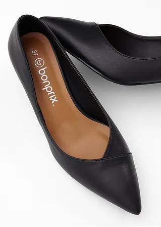 bonprix Modische Pumps in Leder-Optik - schwarz - Damen Flash Sale