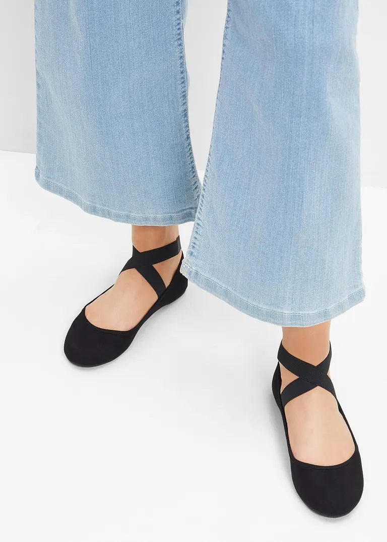 bonprix Schöner Ballerina von RAINBOW mit elastischen Bändern - schwarz Begrenztes Angebot