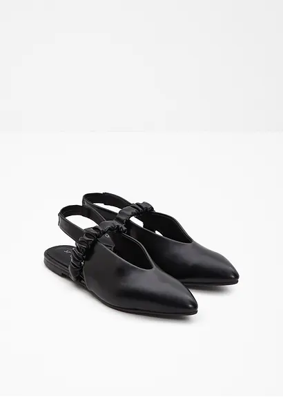 bonprix Modische Sling Ballerina mit Raffung - schwarz - Damen Cyber Monday
