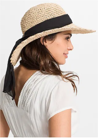 bonprix Süßer Sonnenhut mit farblich abgesetztem Band - beige Online Outlet