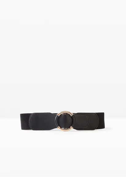 bonprix Eleganter Stretchgürtel aus Lederimitat - schwarz Saisonale Angebote