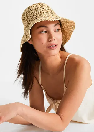 bonprix Modischer Bucket Hat aus Stroh - beige - Damen Clearance-Verkauf