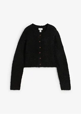 bonprix Lässige Strickjacke mit Knopfleiste kurz geschnitten - schwarz Black Friday Preise