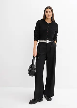 bonprix Lässige Strickjacke mit Knopfleiste kurz geschnitten - schwarz Black Friday Preise