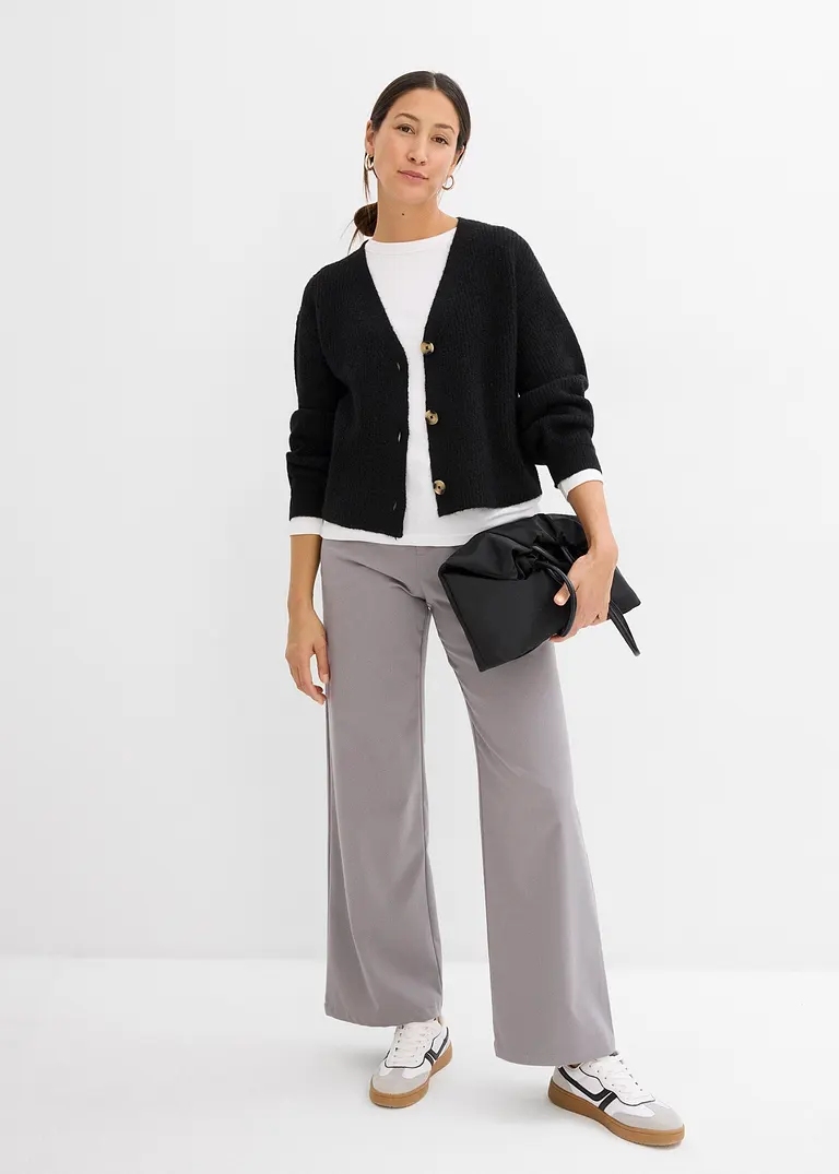 bonprix Verkürzte Strickjacke - schwarz - Damen zollfrei