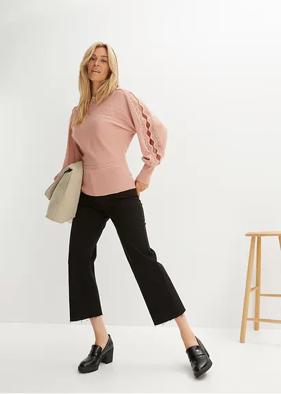 bonprix modischer Pullover mit Spitze - rosa - Damen 2025