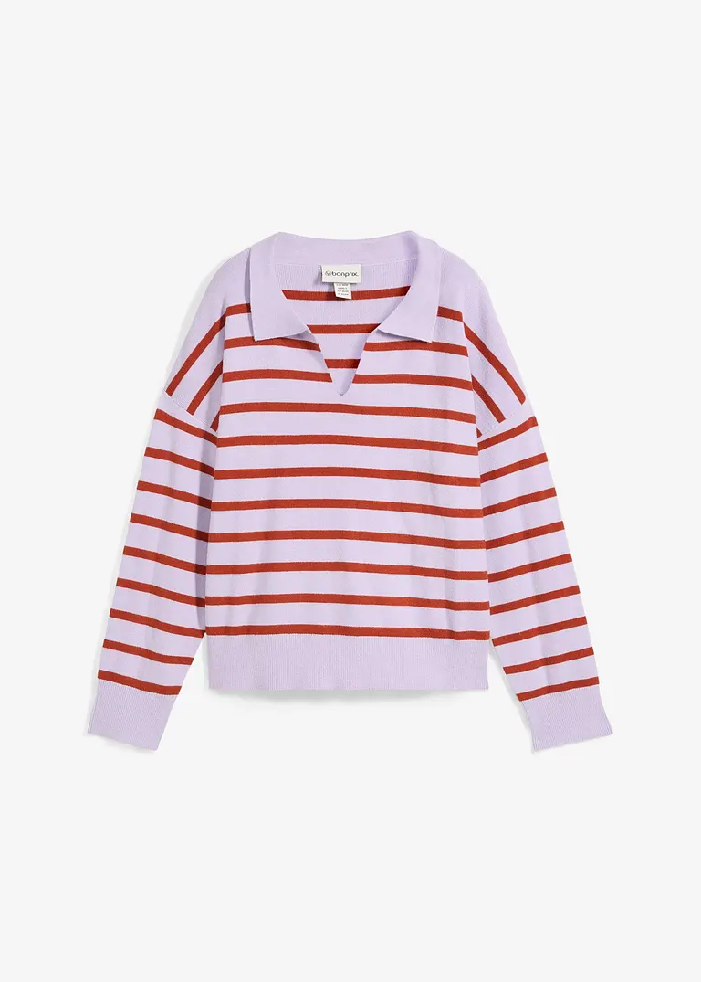bonprix Pullover mit Kragen in Oversize-Form - lila - Damen Schlussverkauf