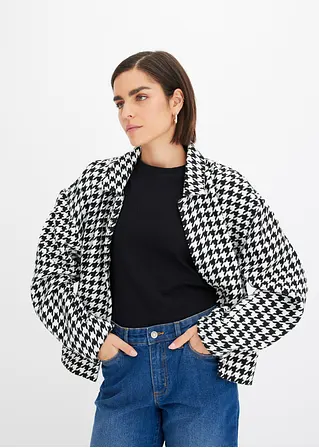 bonprix modische Jacke im Blouson-Stil mit Hahnentritt-Muster - schwarz Exklusivangebot