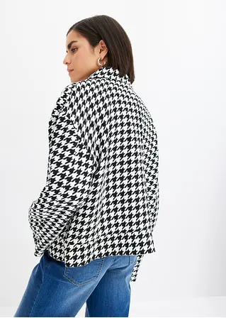 bonprix modische Jacke im Blouson-Stil mit Hahnentritt-Muster - schwarz Exklusivangebot
