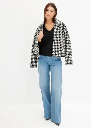bonprix modische Jacke im Blouson-Stil mit Hahnentritt-Muster - schwarz Exklusivangebot