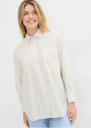 bonprix Oversized Bluse aus einem Bio-Baumwollstoff mit Webstruktur Preisnachlass